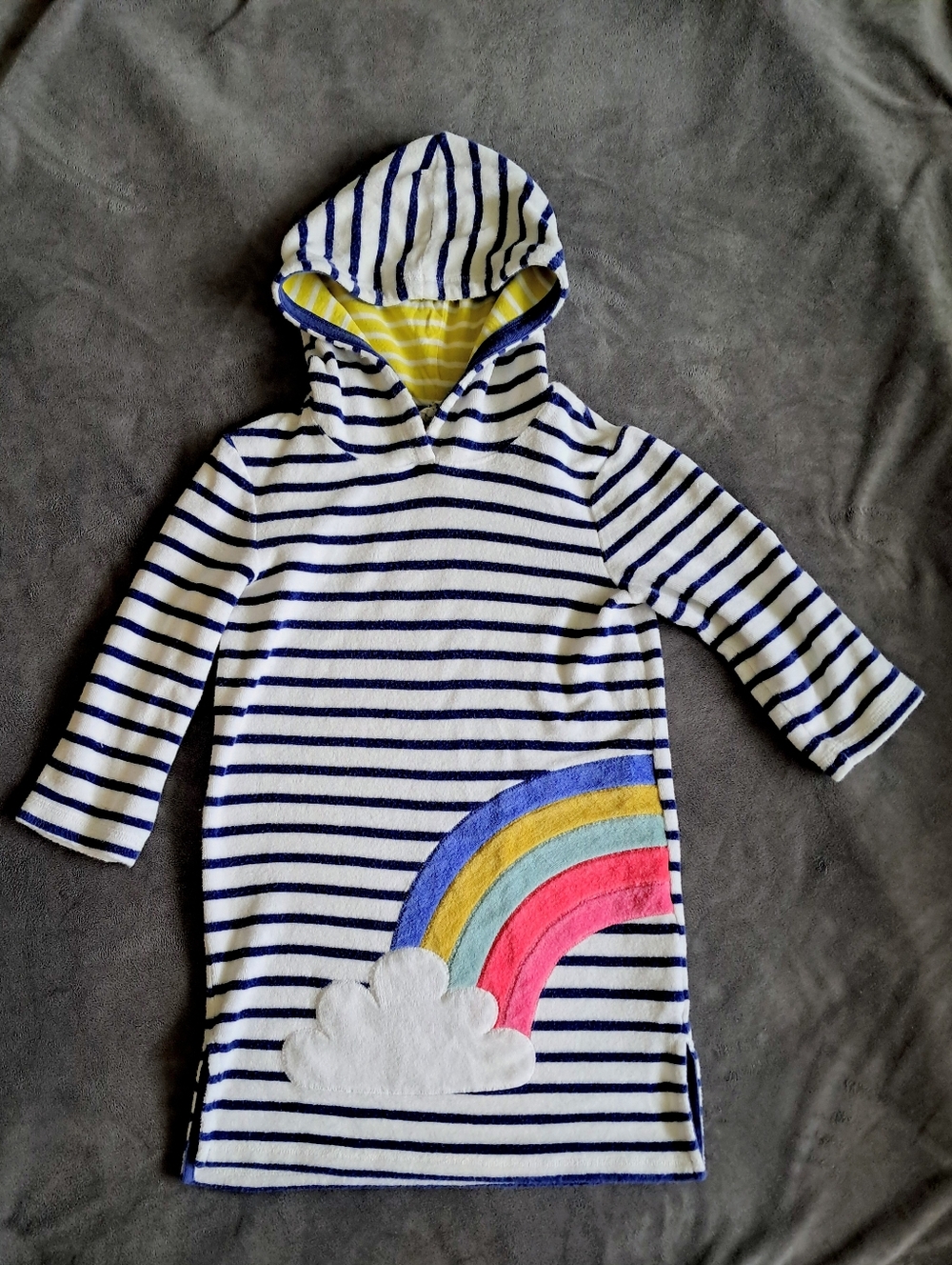 Mini Boden Hooded Terrycloth Towel  Coverup with Rainbow Appliqué